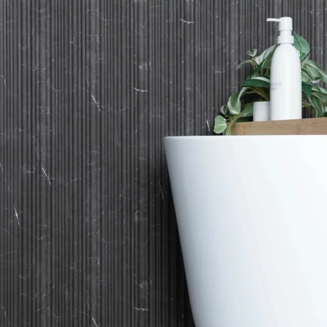 Trepanel Aqua 3D® Waterproof Dark Grey Marble Effect Grooved Wall Panel 3 Pack (Covers 0.87 SQM)
