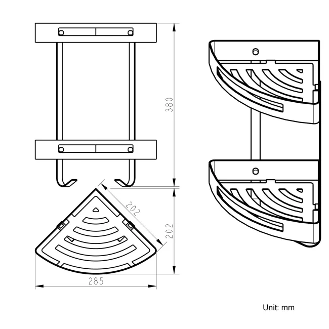 Ivy Chrome Double Corner Shower Basket