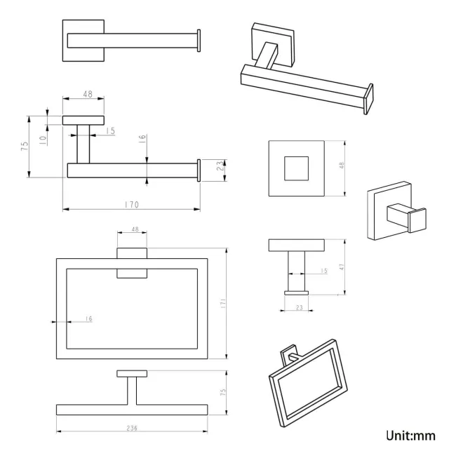 Isla Chrome 3 Pieces Accessory Set