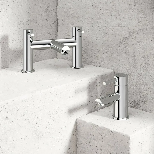 Trent Chrome Basin & Bath Mixer Tap Set