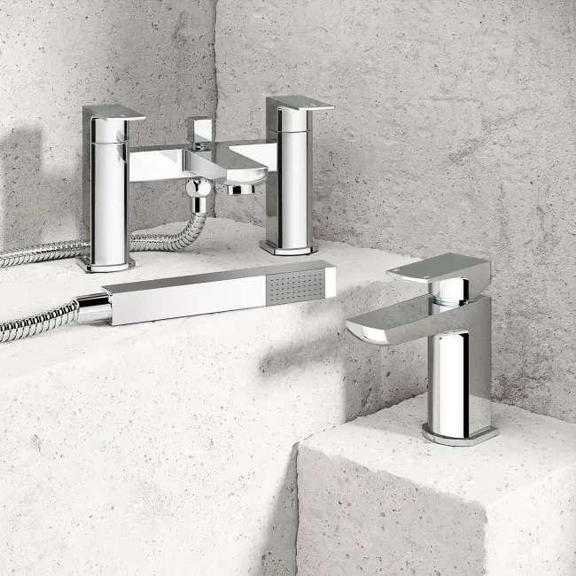 Soar Chrome Basin & Shower Bath Mixer Tap Set