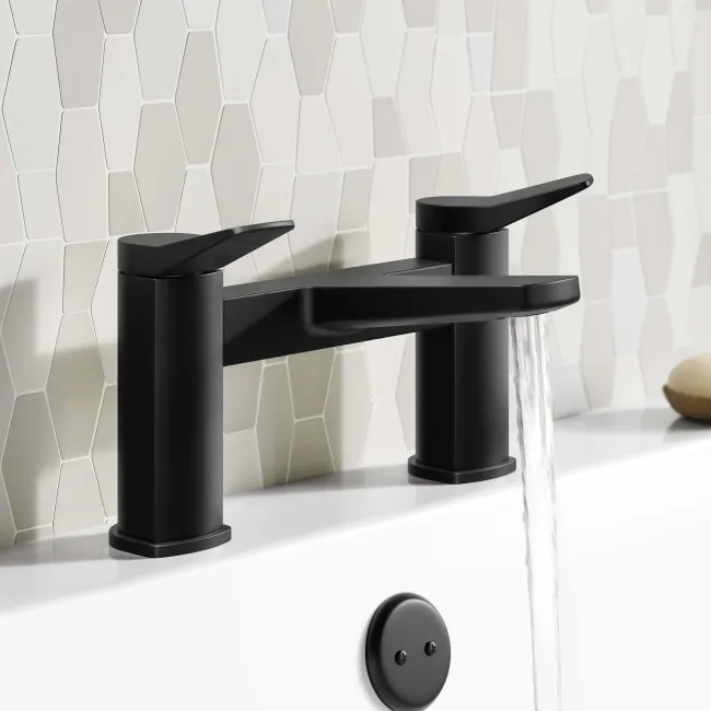 Aire Matt Black Basin & Bath Mixer Tap Set