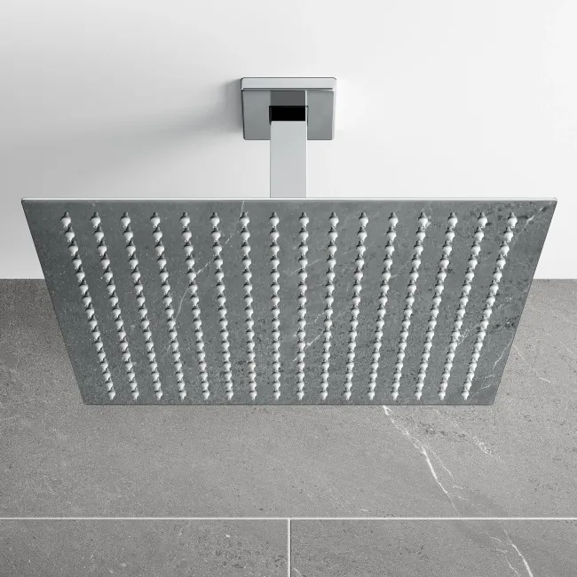 Galway Premium Ceiling Chrome Square Thermostatic Shower Set - 300mm Head & Slider Shower