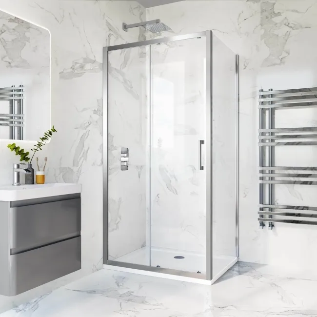 Hamburg Easy Clean 8mm Sliding Shower Enclosure 1000x760mm - Easy Fix Feature