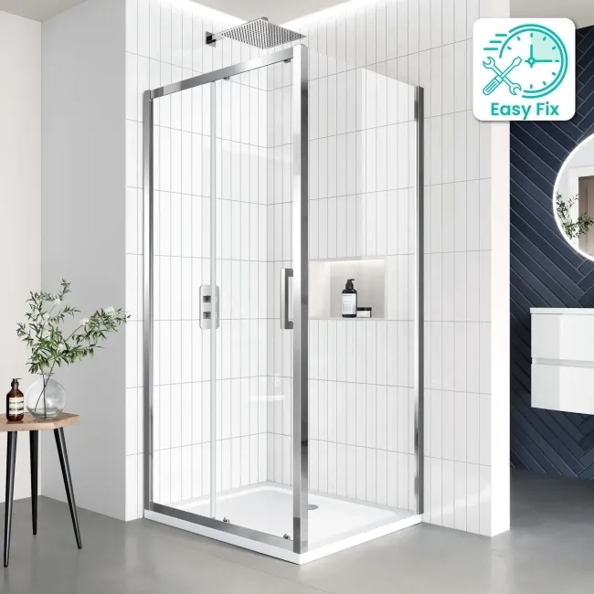 Hamburg Easy Clean 8mm Sliding Shower Enclosure 1100x800mm - Easy Fix Feature