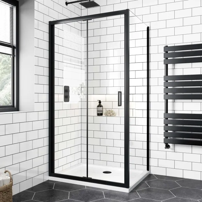 London Matt Black 6mm Bifold Shower Enclosure 1000x700mm
