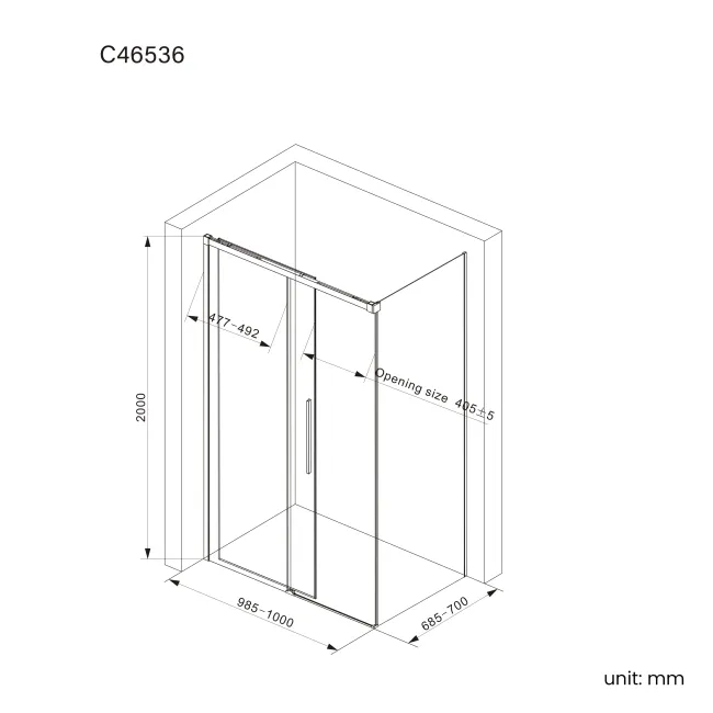 Lisbon Matt Black 8mm Sliding Shower Enclosure 1000x700mm