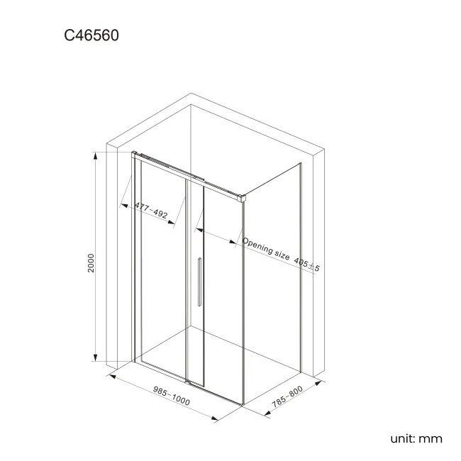 Lisbon Brushed Brass 8mm Sliding Shower Enclosure 1000x800mm