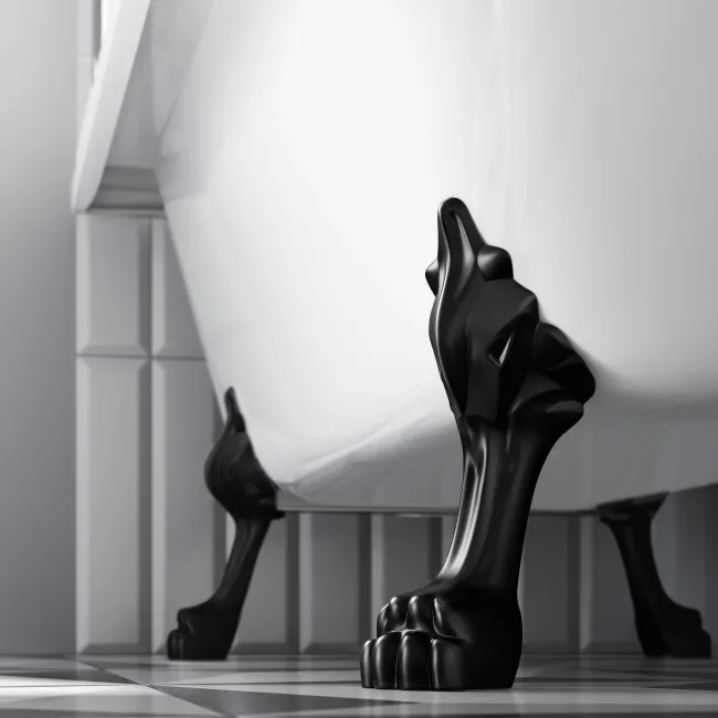 Abingdon 1700mm Roll Top Shower Bath - Black Claw Feet & 6mm Easy Clean Screen