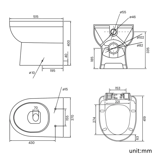 Seattle Back To Wall Toilet With Soft Close Seat