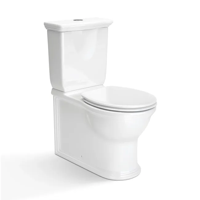 Alma Traditional Rimless Close Coupled Toilet With Premium Soft Close Slim Seat