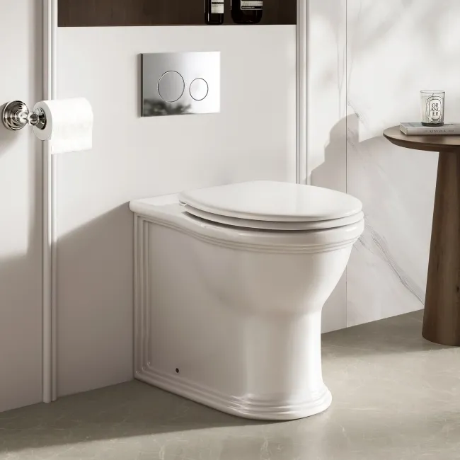 Alma Traditional Rimless Back To Wall Toilet With Premium Soft Close Slim Seat