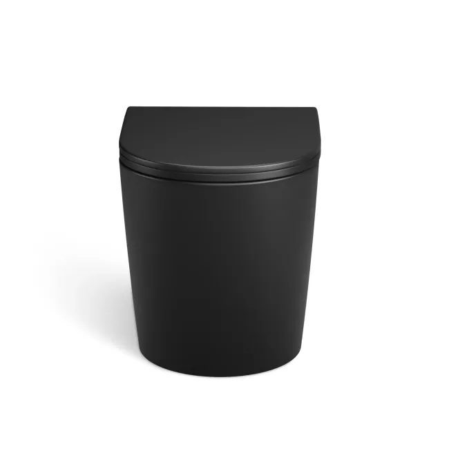 Loma Matt Black Rimless Back To Wall Toilet With Premium Soft Close Slim Seat