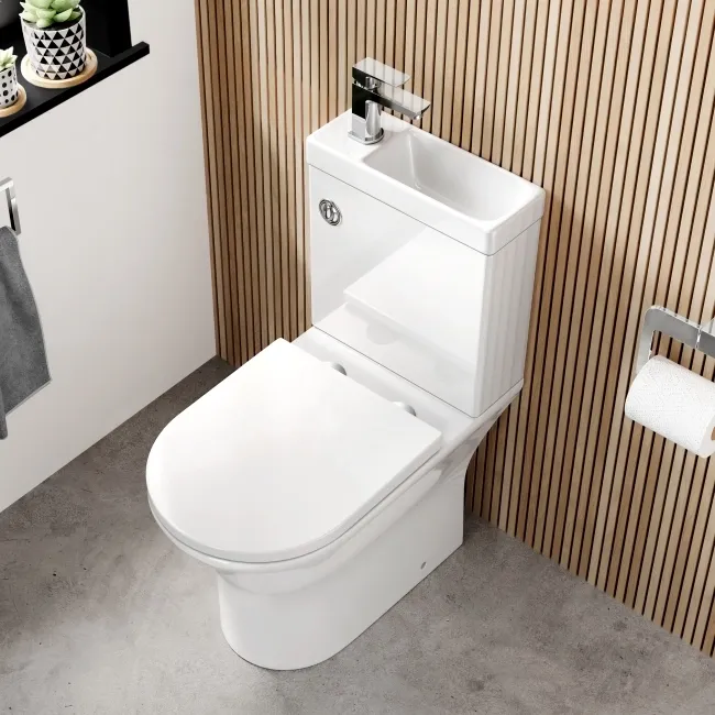 Brooklyn 2-In-1 Combined Wash Basin & Rimless Toilet With Soft Close Seat