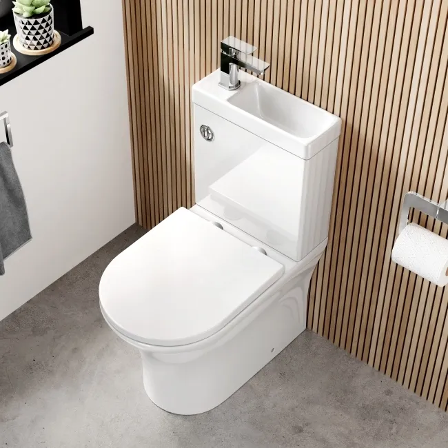 Brooklyn 2-In-1 Combined Wash Basin & Rimless Toilet With Soft Close Seat