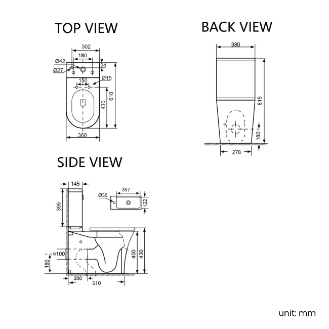 Brooklyn 2-In-1 Combined Wash Basin & Rimless Toilet With Soft Close Seat