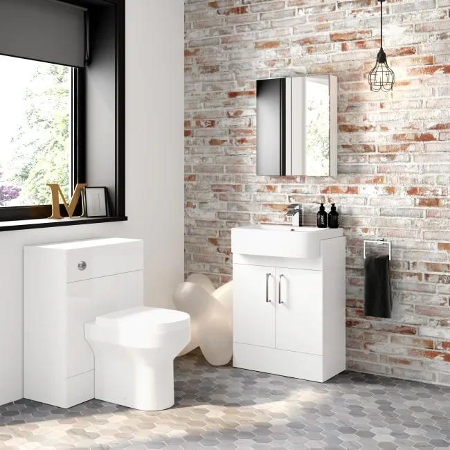 Harper Gloss White Vanity with Semi Recessed Basin 600mm