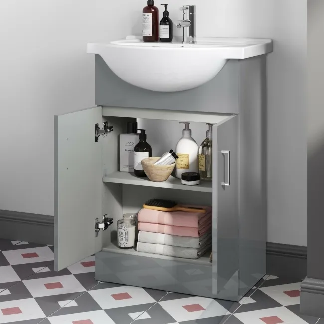 Quartz Stone Grey Vanity with Semi Recessed Basin 550mm