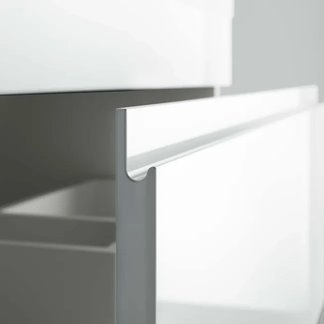 Trent Gloss White Wall Hung Drawer Vanity with Marble Top & Curved Counter Top Basin 800mm