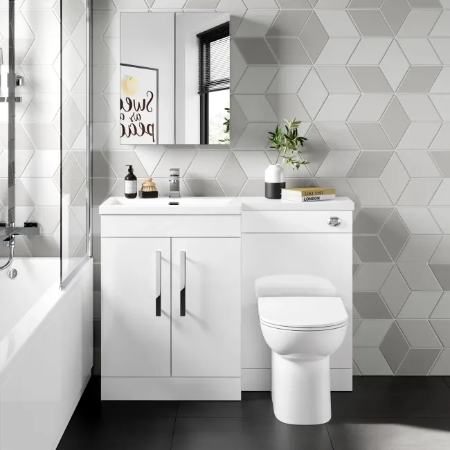 Avon Gloss White Combination Vanity Basin and Aruba Toilet 1100mm - Left Handed