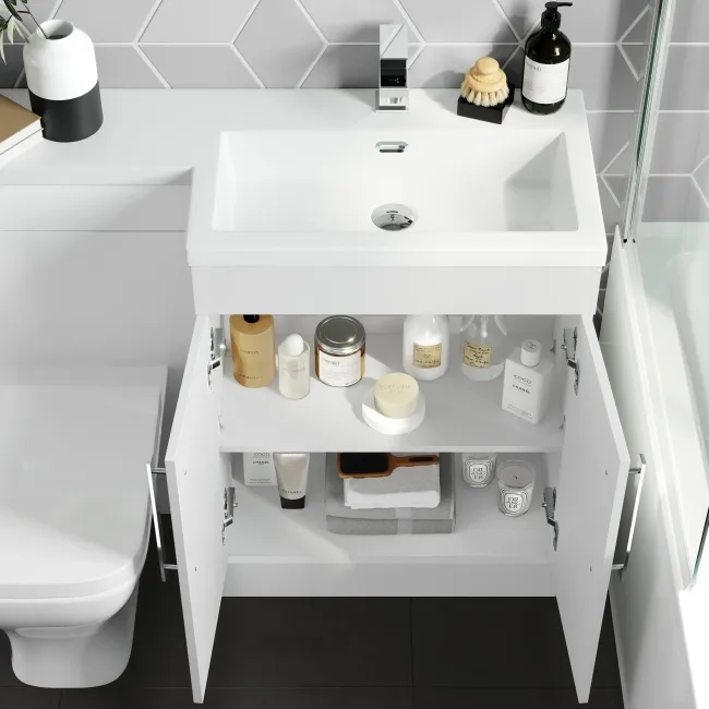 Avon Gloss White Combination Vanity Basin and Atlanta Toilet 1100mm - Right Handed