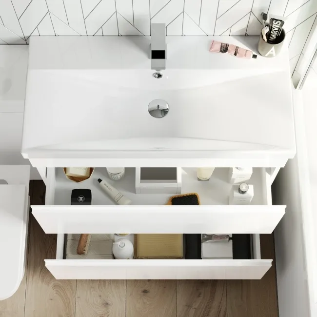 Trent Gloss White Combination Basin Drawer and Atlanta Toilet 1300mm