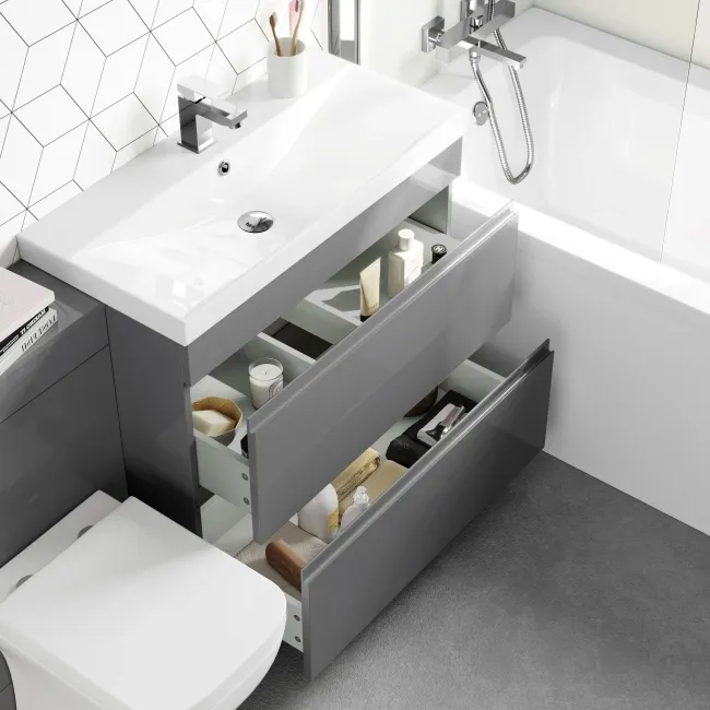 Trent Stone Grey Combination Basin Drawer and Atlanta Toilet 1300mm