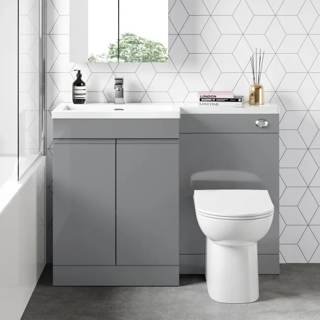 Trent Stone Grey Combination Vanity Basin and Aruba Toilet 1100mm - Left Handed