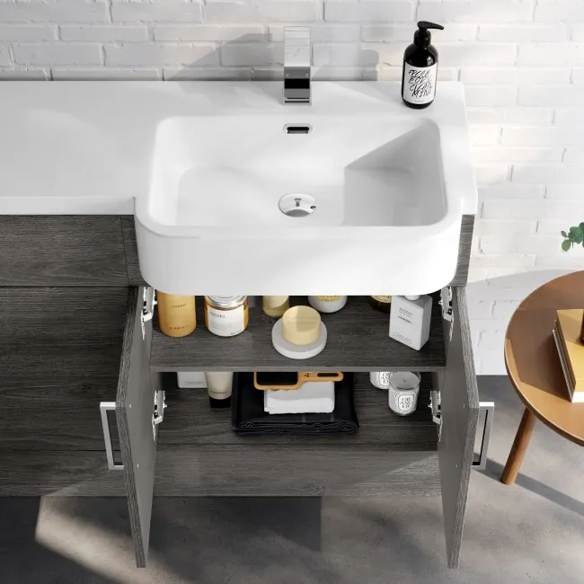 Harper Charcoal Elm Combination Vanity Basin and Aruba Toilet 1200mm - Right Handed