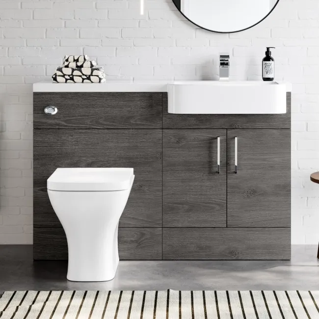 Harper Charcoal Elm Combination Vanity Basin and Atlanta Toilet 1200mm - Right Handed