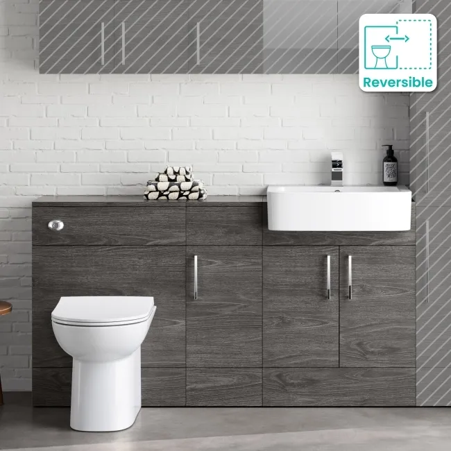 Harper Charcoal Elm Combination Vanity Basin and Aruba Toilet 1500mm