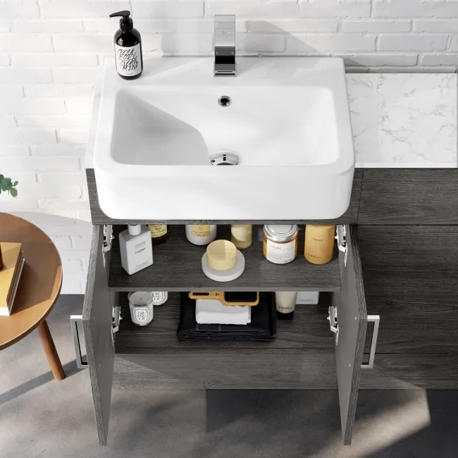 Harper Charcoal Elm Combination Vanity Basin with Marble Top & Miami Toilet 1200mm