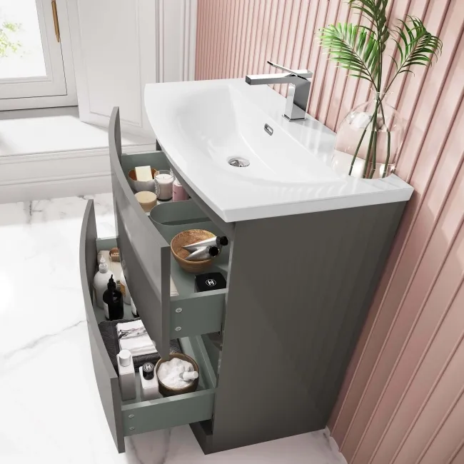 Bali Tungsten Grey Basin Drawer Vanity 800mm