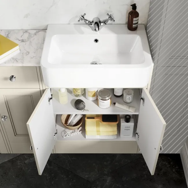 Monaco Chalk White Combination Vanity Basin with Marble Top and Seattle Toilet 1500mm
