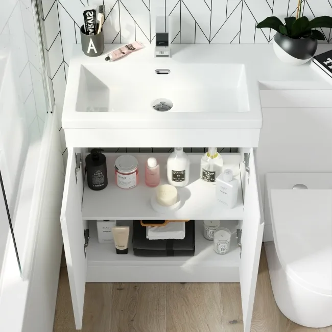 Trent Gloss White Combination Vanity Basin and Boston Toilet 1100mm - Left Handed