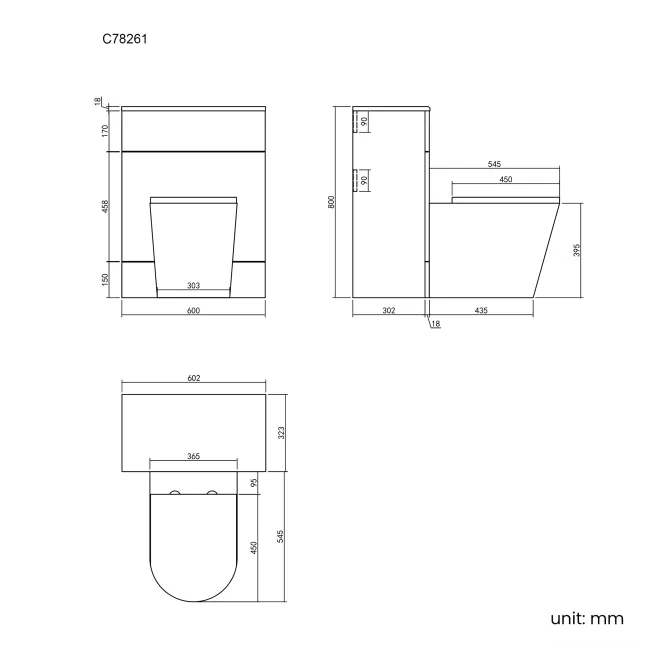 Charcoal Elm Back To Wall Unit and Boston Toilet