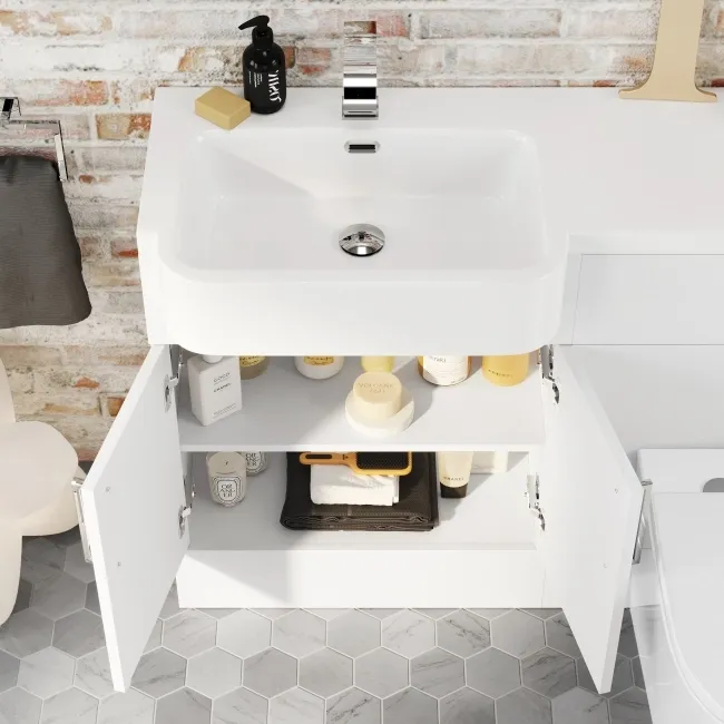 Harper Gloss White Combination Vanity Basin and Boston Toilet 1200mm - Left Handed