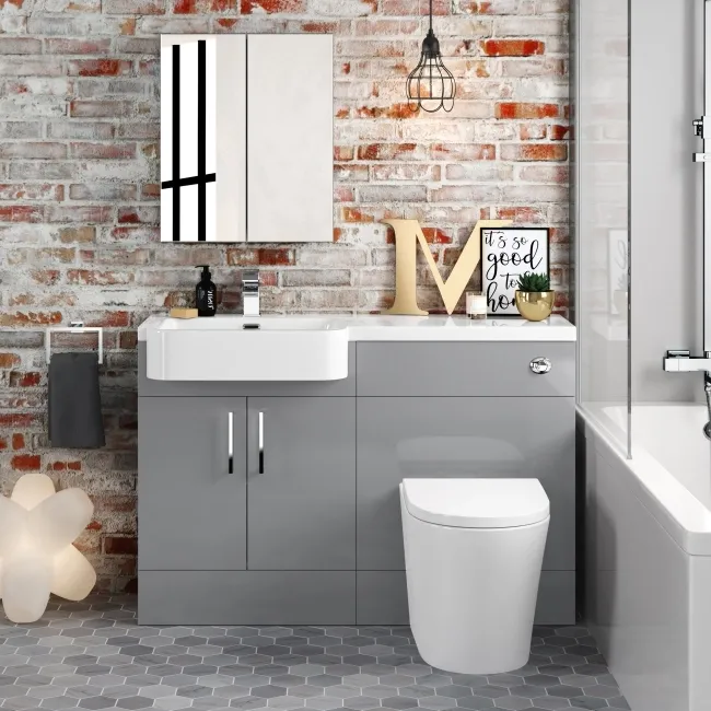 Harper Stone Grey Combination Vanity Basin and Boston Toilet 1200mm - Left Handed