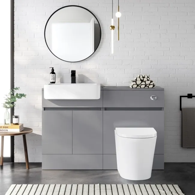 Foster Stone Grey Back To Wall Unit and Boston Toilet