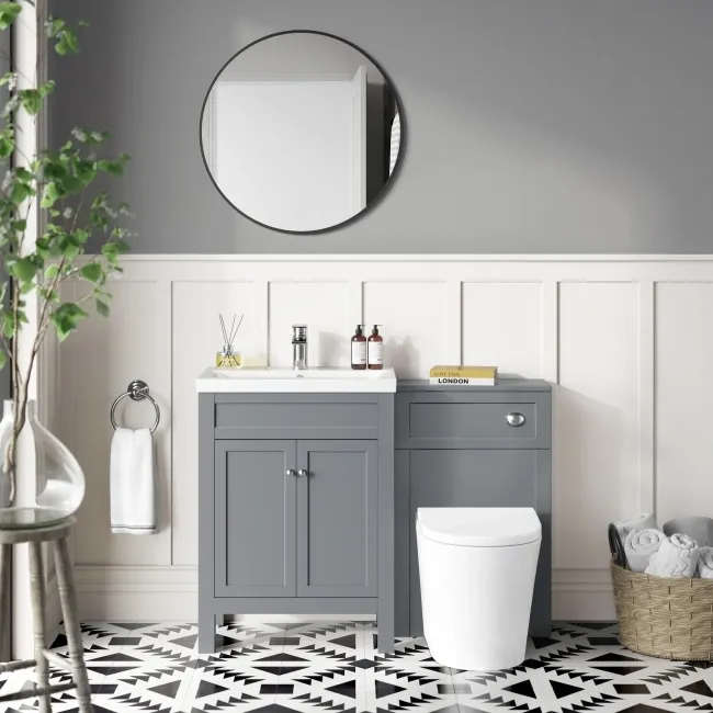 Bermuda Dove Grey Combination Vanity Basin and Boston Toilet 1100mm