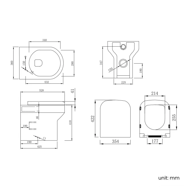 Corsica Curved Midnight Green Slimline Back To Wall Unit and Denver Toilet