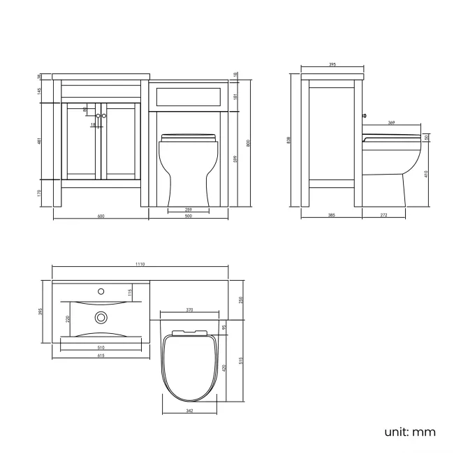 Bermuda Midnight Green Combination Vanity Basin and Seattle Toilet 1100mm