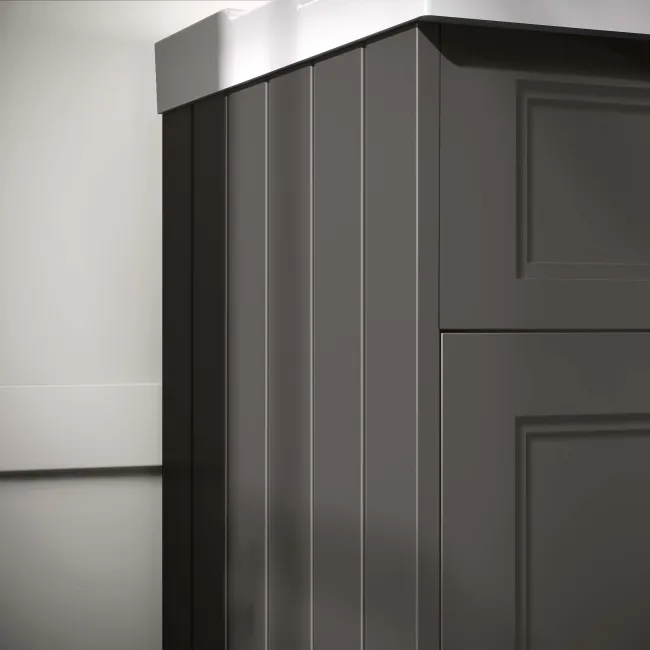 Lucia Graphite Grey Basin Vanity 630mm - Brass Knurled Handles