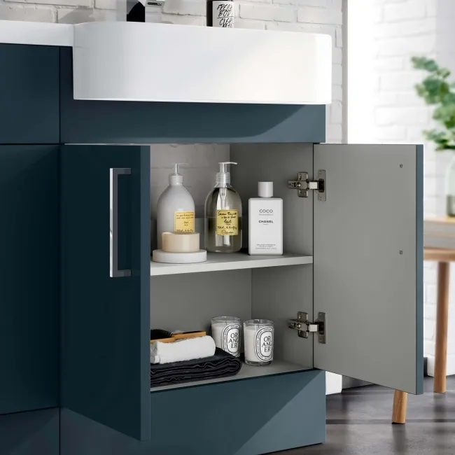 Harper Navy Blue Basin Vanity and Back To Wall Toilet Unit 1200mm (Excludes Toilet) - Right Handed