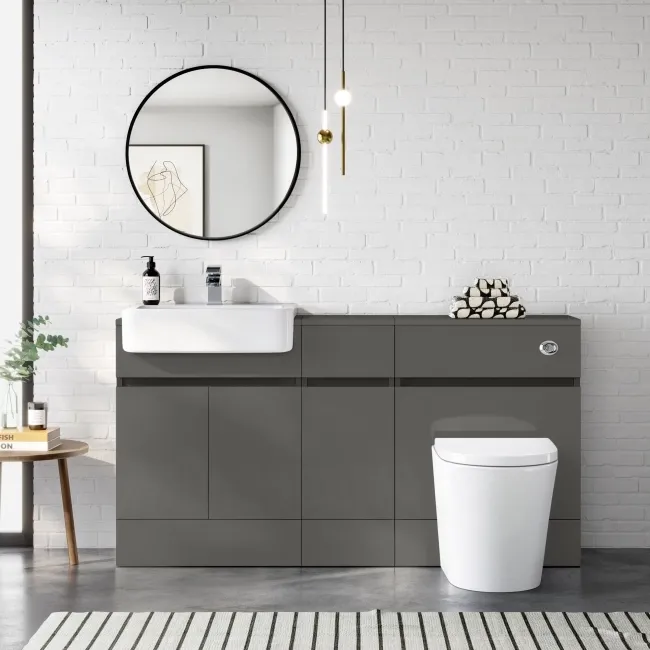 Foster Tungsten Grey Combination Vanity Basin and Boston Toilet 1500mm