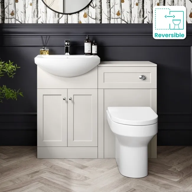 Capri Cotton White Combination Vanity Basin and Denver Toilet 1050mm - Chrome Handles