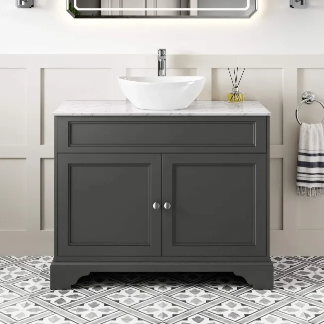 Lucia Graphite Grey Vanity with Marble Top & Oval Counter Top Basin 1030mm