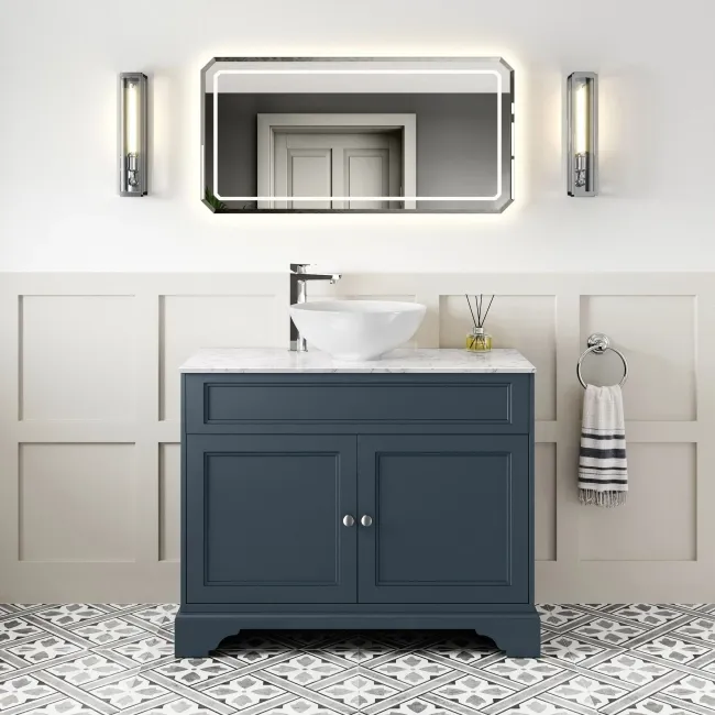 Lucia Inky Blue Vanity with Marble Top & Round Counter Top Basin 1030mm