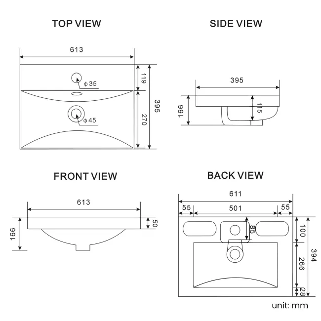 Elba Gloss White Wall Hung Basin Drawer Vanity 600mm with Matt Black Stand