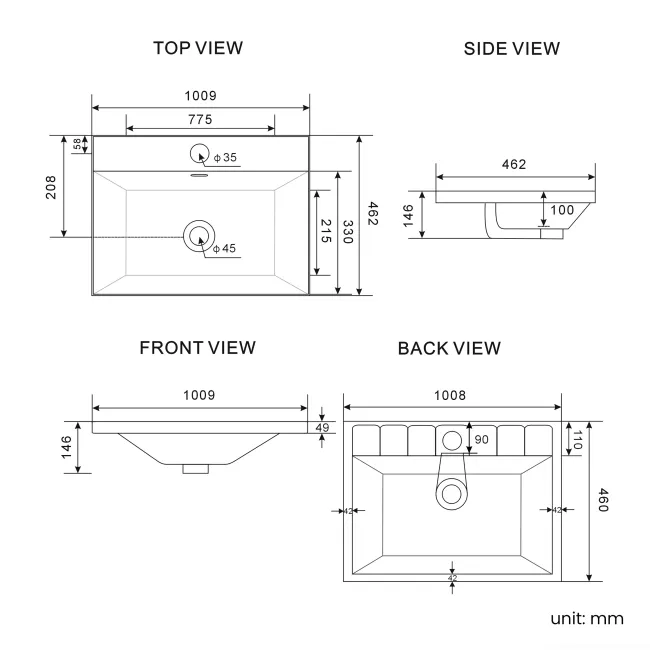 Crete Fluted Linen White Wall Hung Basin Drawer Vanity 1000mm